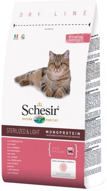 Schesir, 10 კგ. ზრდარული კატის სრულფასოვანი და დაბალანსებული მშრალი საკვები, ლორით
