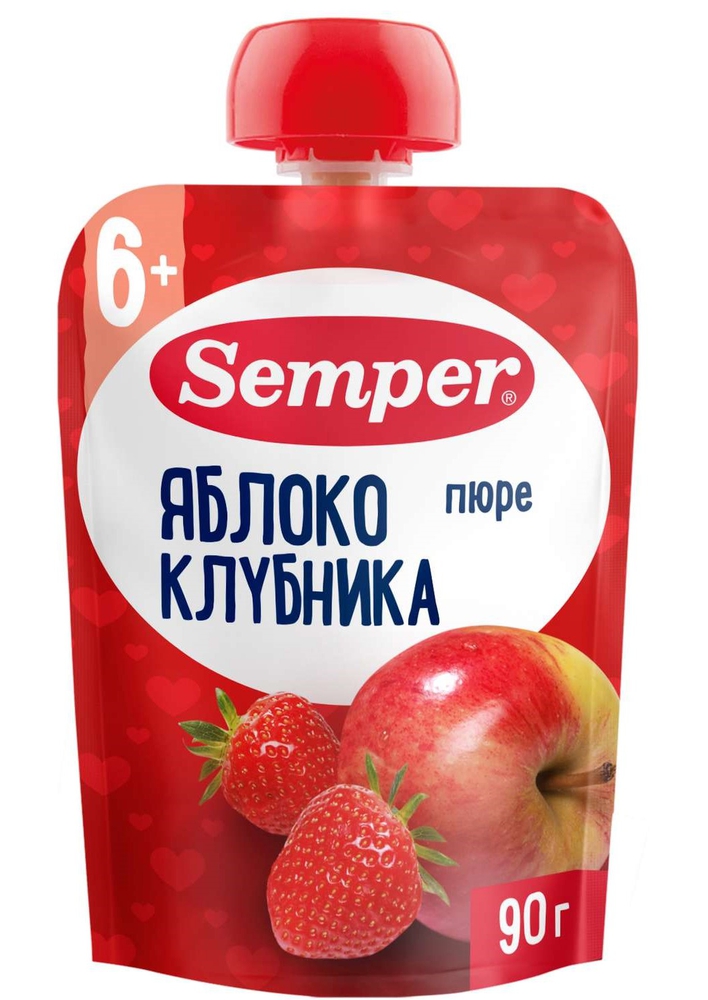 Semper ხილფაფა პაუჩი ვაშლი & მარწყვი 90 გ