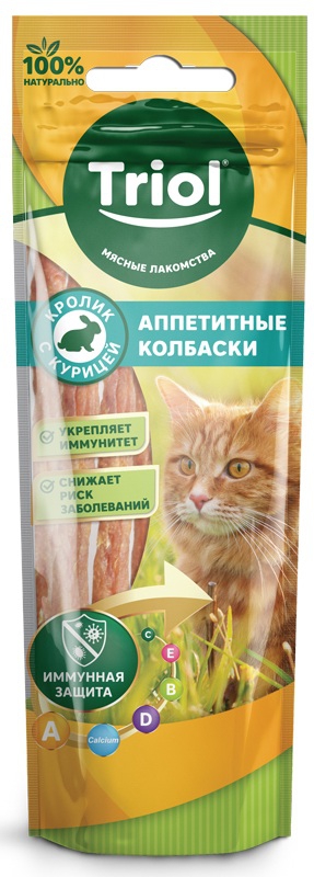 Triol, 40 გრ. ზრდასრული კატის სასუსნაო, კურდღლით და ქათმით