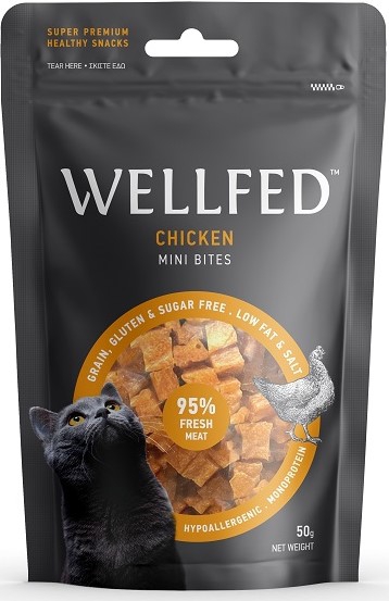 WELLFED, დელიკატესი კატებისთვის ქათმის ხორცით, 50 გრ