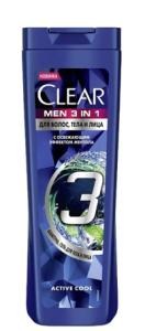 Clear Men Active Cool ქერტლის საწინააღმდეგო შამპუნი 380 მლ