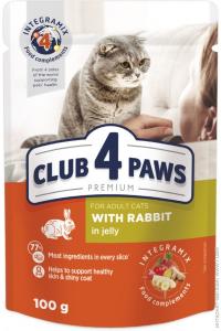 Club 4 Paws, 100 გრ. ზრდასრული კატის სველი საკვები კურდღლით
