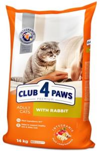 Club 4 Paws, 14 კგ. მშრალი საკვები ზრდასრული კატისთვის, კურდღლის ხორცით