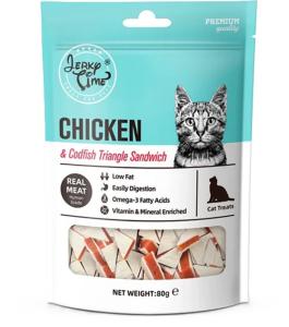 Jerky time, 80 გრ კატის სასუსნაო ვირთევზით და ქათმით