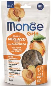 Monge, 50 გრ. კატის სასუსნაო ჯანმრთელი კანისთვის, ვირთევზის ხორცით და გარგარით