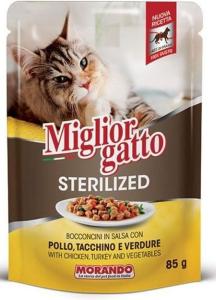 Morando, 85 გრ. სველი საკვები სტერილიზებული კატებისთვის, ქათმის ხორცით და ბოსტნეულით