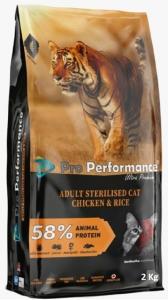 PRO PERFORMANCE, 2 კგ. სტერილური კატის საკვები ქათმის ხორცით