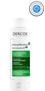 Vichy Dercos ქერტლის საწინააღმდეგო ინტენსიური შამპუნი ნორმალური და ცხიმიანი თმისთვის 200 მლ