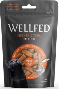 WELLFED, დელიკატესი კატებისთვის ქათმითა და ტუნათი, 50 გრ
