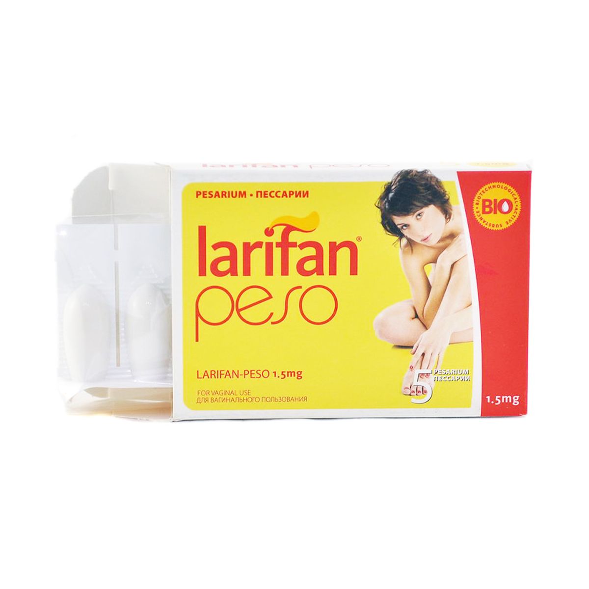 Larifan Peso - ლარიფანი პესო 1.5მგ 5 ვაგინალური სანთელი