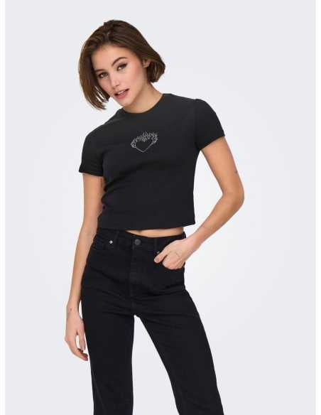 მაისურები ONLY - ONLKIRA S/S BLING O-NECK SHORT TOP JRS