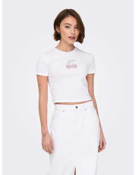 მაისურები ONLY - ONLKIRA S/S BLING O-NECK SHORT TOP JRS