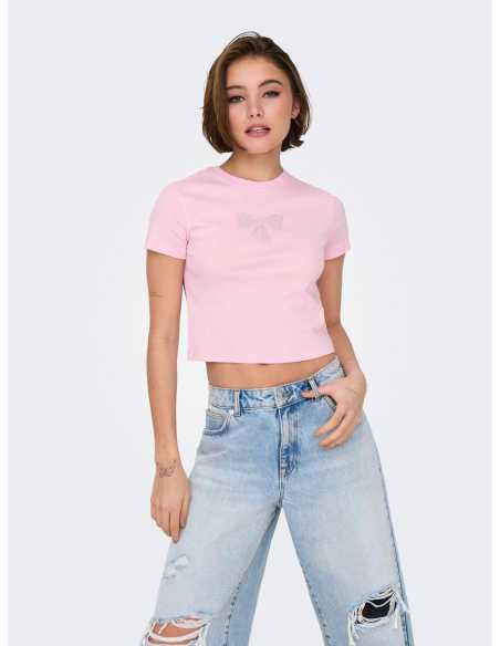 მაისურები ONLY - ONLKIRA S/S BLING O-NECK SHORT TOP JRS