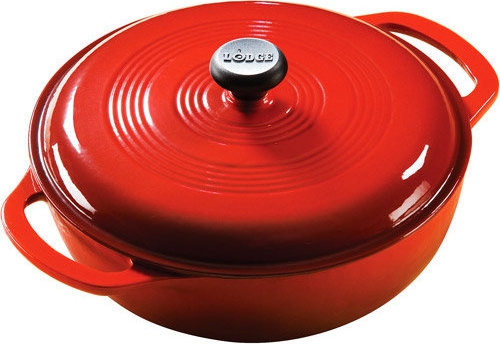 Lodge, ქვაბი თავსახურით, ემალირებული თუჯი, წითელი