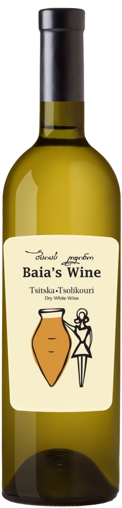 ბაიას ღვინო, ციცქა & ცოლიკოური & კრახუნა, ქვევრის თეთრი მშრალი ღვინო, 2023 წ.