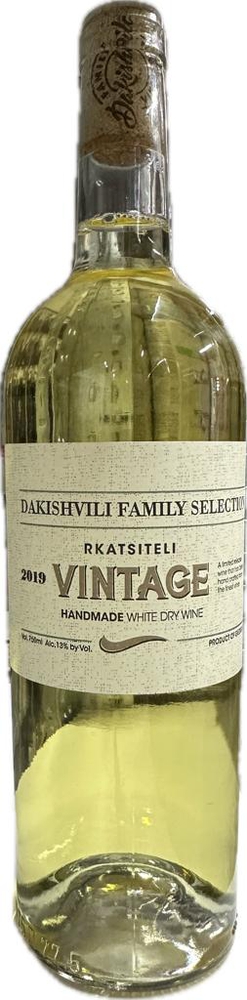 დაქიშვილი, რქაწითელი, ხელნაკეთი თეთრი მშრალი ღვინო, 2019 წ.