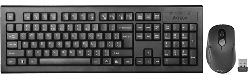 A4tech 7100N Wireless Desktop Layout Keyboard Combo Set EN/RU Black