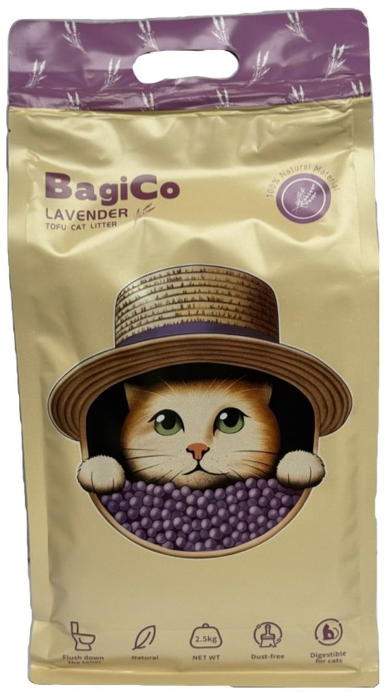 BagiCo, კატის ქვიშა ტოფუ, ლავანდა, 2.5 კგ
