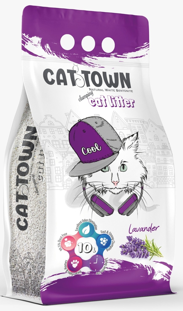 Cat Town, კატის ქვიშა ლავანდის არომატით, 10 ლ