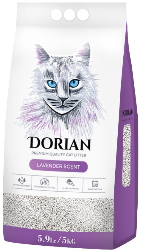 Dorian, კატის ქვიშა ლავანდის არომატით, 5 კგ