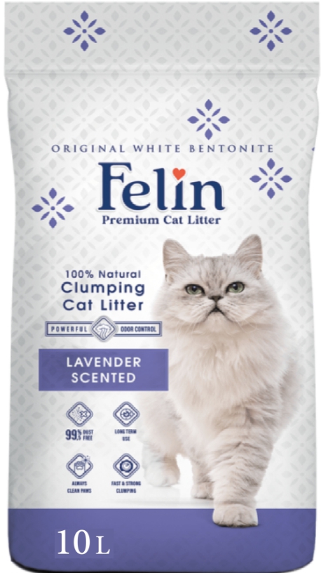 Felin, კატის ქვიშა ლავანდის სურნელით, 10 ლ