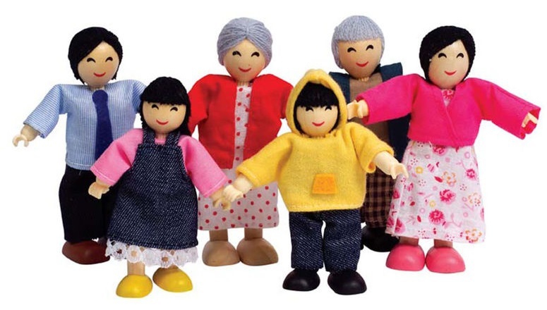 Hape, ხის თოჯინები, ბედნიერი ოჯახი, 6 ცალი