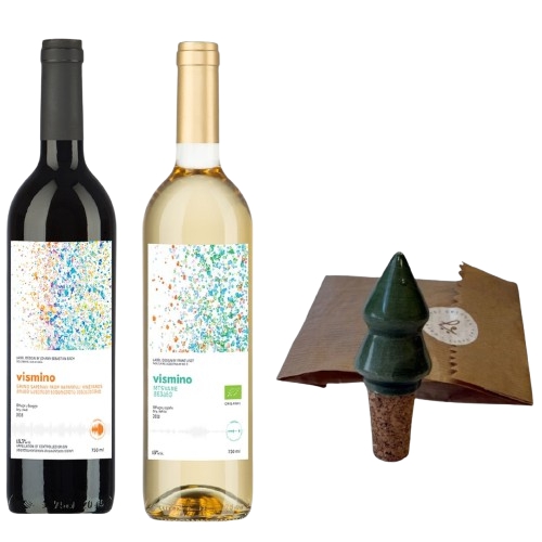 ვისმინო, გრანდ საფერავი + ბიო მწვანე + ღვინის საცობი.