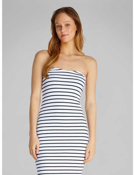 კაბა CALVIN KLEIN JEANS - WOVEN LABEL RIB SLEEVELESS DRESS