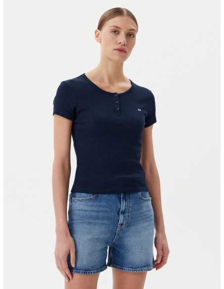 მაისურები Tommy Jeans - TJW SLIM BUTTON RIB C-NECK SS