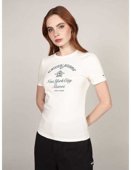 მაისურები Tommy Jeans - TJW SLIM CREST NYC RINGER TEE