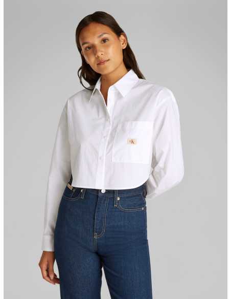 პერანგი CALVIN KLEIN JEANS - WOVEN LABEL CROPPED SHIRT