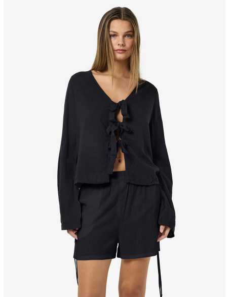 პერანგი Noisy May - NMLEILANI L/S V-NECK TIE BLOUSE WVN