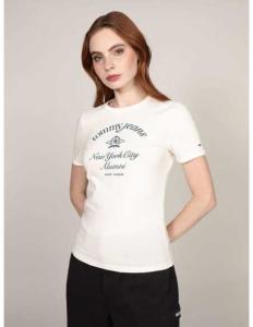 მაისურები Tommy Jeans - TJW SLIM CREST NYC RINGER TEE