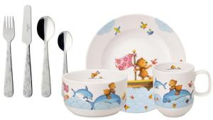 Villeroy & Boch, ჭიქის, თეფშების და დანა-ჩანგლის ნაკრები, Happy as a Bear, 7 ცალი