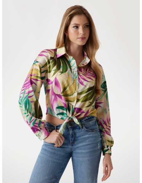 პერანგი GUESS - NEW LS BOWED JUN SHIRT