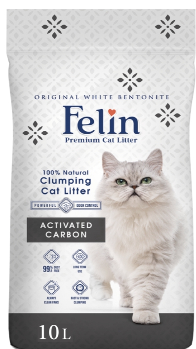 Felin, კატის ქვიშა ნახშირით (სუნის გასანეიტრალებლად),  10 ლ