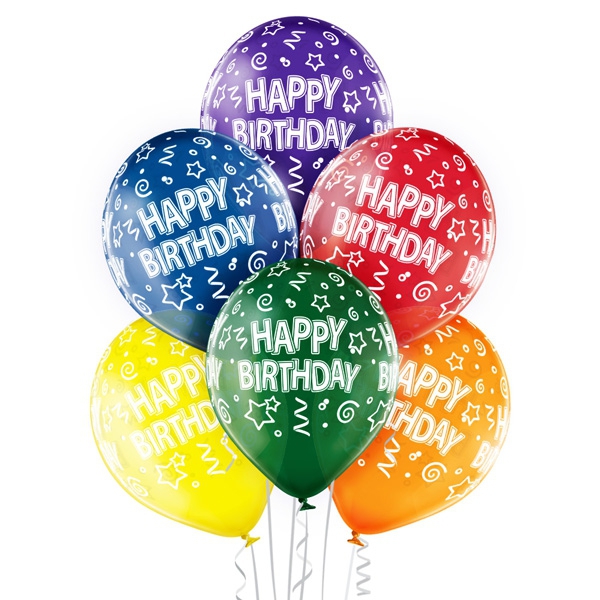 Belbal, ლატექსის ბუშტები, Happy Birthday, 30 სმ, 6 ც.