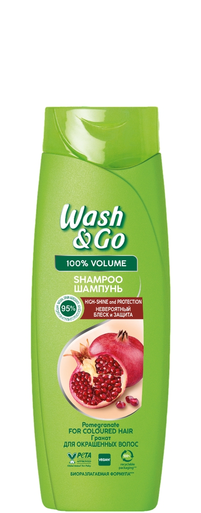Wash & Go Pomegranate შეღებილი თმის შამპუნი 180 მლ