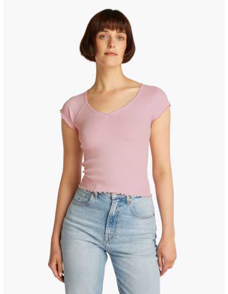 მაისურები Tommy Jeans - TJW SLIM VNECK GMD RIB SS