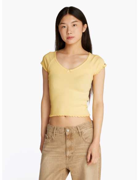 მაისურები Tommy Jeans - TJW SLIM VNECK GMD RIB SS