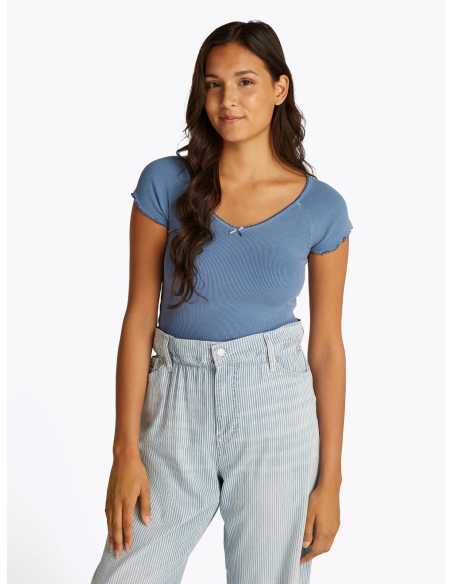 მაისურები Tommy Jeans - TJW SLIM VNECK GMD RIB SS