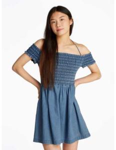 კაბა Tommy Jeans - TJW CHAMBRAY FIT & FLARE DRESS