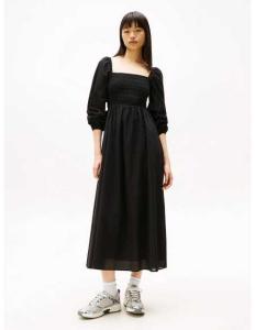 კაბა Tommy Jeans - TJW COTTON VOILE MIDI DRESS EXT