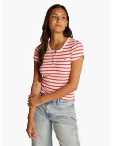 მაისურები Tommy Jeans - TJW SLIM BUTTON RIB C-NECK SS