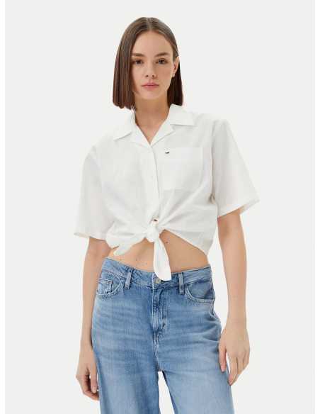 პერანგი Tommy Jeans - TJW CRP LINEN SS SHIRT