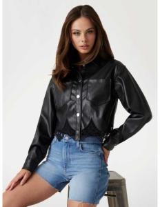 პერანგი GUESS - CLOTHILDE PU MIX LACE SHACKET
