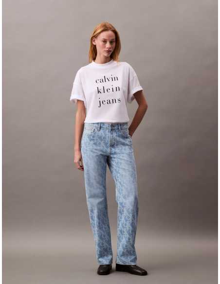 ქალის ჯინსი CALVIN KLEIN JEANS - SIGNATURE 90s STRAIGHT AOP LT BI
