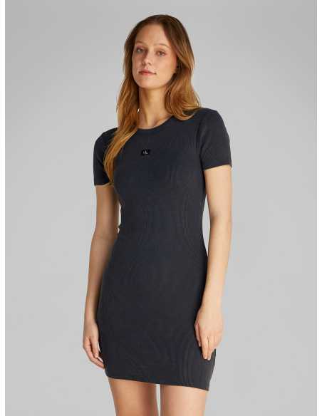 კაბა CALVIN KLEIN JEANS - WASHED WOVEN LABEL RIB DRESS