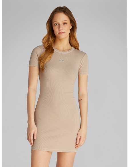 კაბა CALVIN KLEIN JEANS - WASHED WOVEN LABEL RIB DRESS