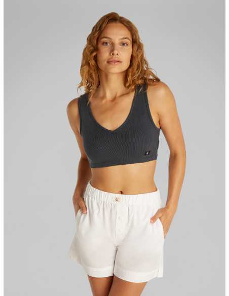 მაისურები CALVIN KLEIN JEANS - WASHED WOVEN LABEL RIB BRALETTE